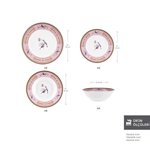 Karaca Forever Bone Calista 24 Parça 6 Kişilik Yemek Takımı