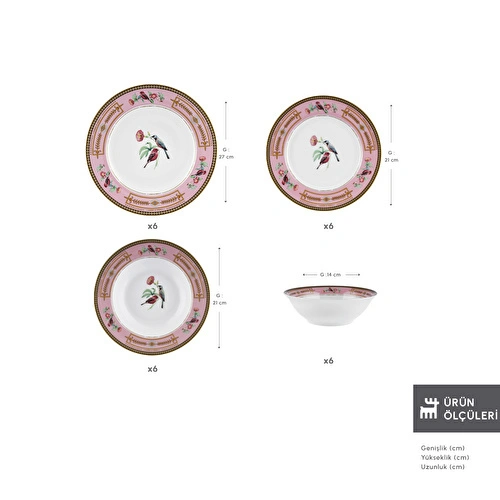 Karaca Forever Bone Calista 24 Parça 6 Kişilik Yemek Takımı