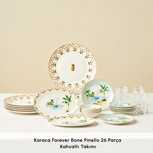 Karaca Forever Bone Pinello 26 Parça 6 Kişilik Kahvaltı Takımı Karaca Forever Bone Pinello 26 Parça 6 Kişilik Kahvaltı Takımı