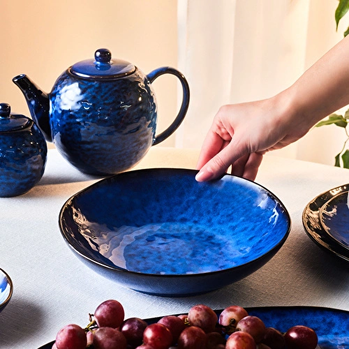 Karaca Nebula Blue Çukur Tabak 22,5 cm