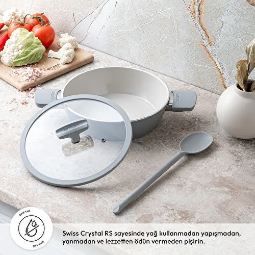 Emsan Swiss Cyrstal RS Karnıyarık Tenceresi Gri 24 cm Emsan Swiss Cyrstal RS Karnıyarık Tenceresi Gri 24 cm