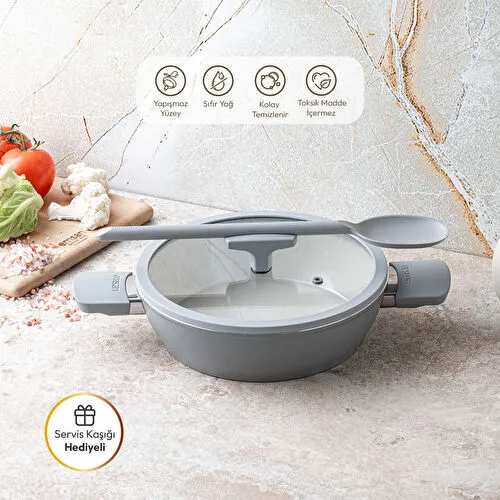 Emsan Swiss Cyrstal RS Karnıyarık Tenceresi Gri 24 cm