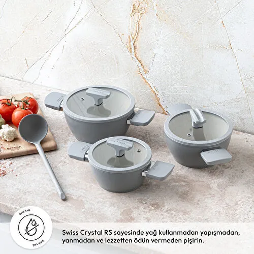 Emsan Swiss Crystal RS 6 Parça Midi Tencere Seti Emsan Swiss Crystal RS 6 Parça Midi Tencere Seti