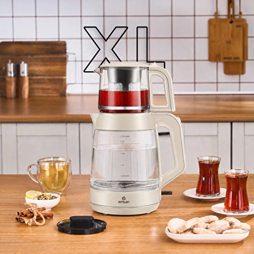 Emsan Glass Tea XL 2 in 1 Cam Çay Makinesi ve Kettle Starlight