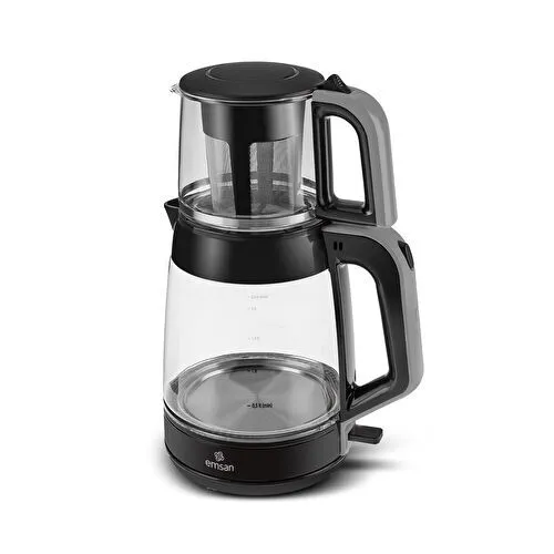 Emsan Glass Tea XL 2 in 1 Cam Çay Makinesi ve Kettle Space Gray