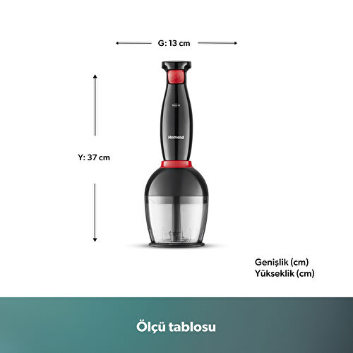 Homend Handmaid 1967H Blender Set Siyah Kırmızı