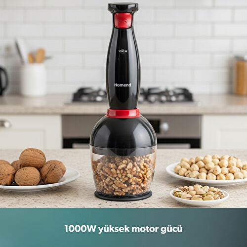Homend Handmaid 1967H Blender Set Siyah Kırmızı