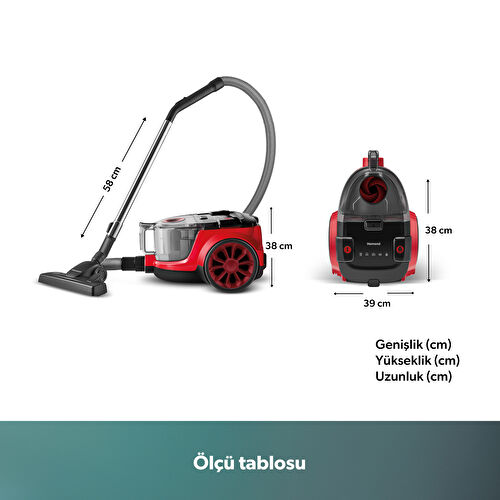 Homend Dustider 1255H Yatay Süpürge Kırmızı Siyah
