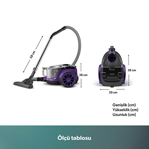 Homend Dustider 1255H Yatay Süpürge Mor Siyah