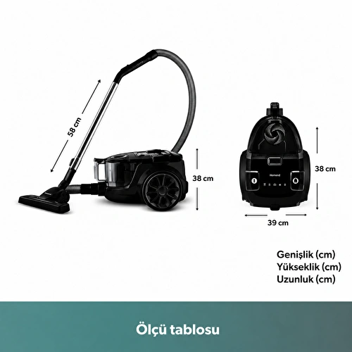 Homend Dustroyer 1255H Yatay Süpürge Siyah