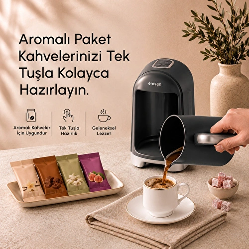 Emsan Kumda 5 Fincan Kapasiteli Türk Kahve Makinesi Black