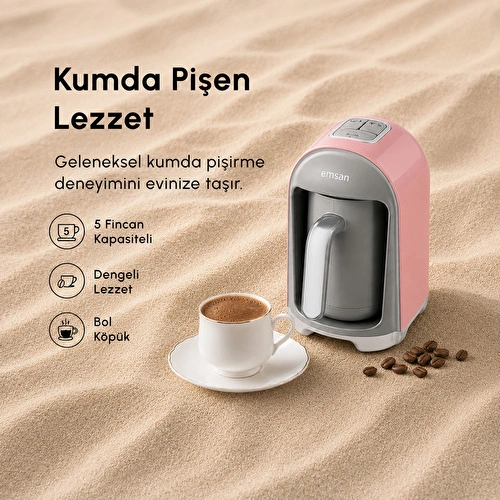 Emsan Kumda Türk Kahve Makinesi Pearly Pink