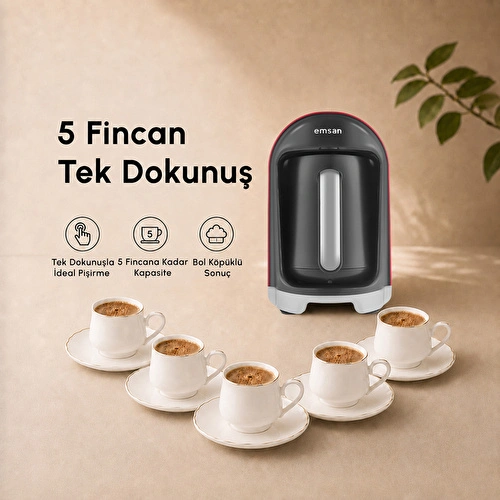 Emsan Kumda 5 Fincan Kapasiteli Türk Kahve Makinesi Ruby