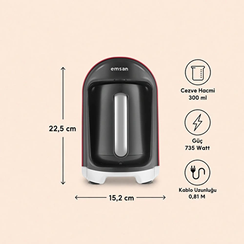 Emsan Kumda 5 Fincan Kapasiteli Türk Kahve Makinesi Ruby Emsan Kumda 5 Fincan Kapasiteli Türk Kahve Makinesi Ruby