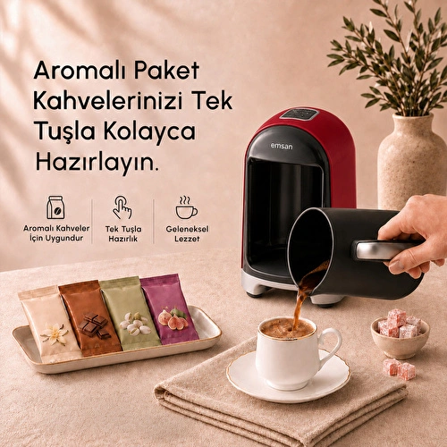 Emsan Kumda 5 Fincan Kapasiteli Türk Kahve Makinesi Ruby