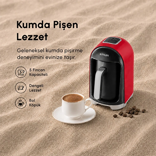 Emsan Kumda 5 Fincan Kapasiteli Türk Kahve Makinesi Ruby