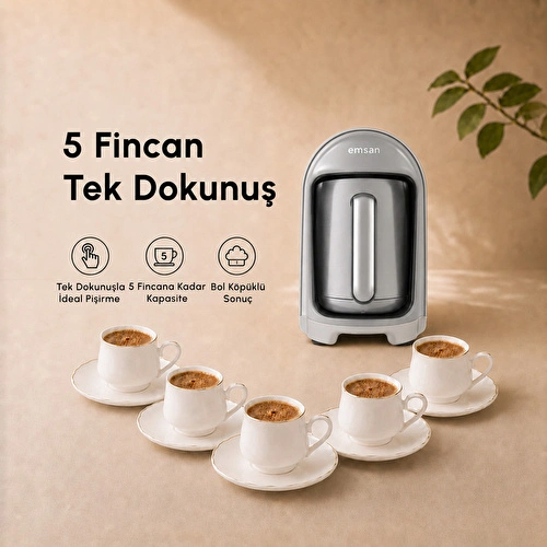 Emsan Kumda 5 Fincan Kapasiteli Türk Kahve Makinesi Starlight