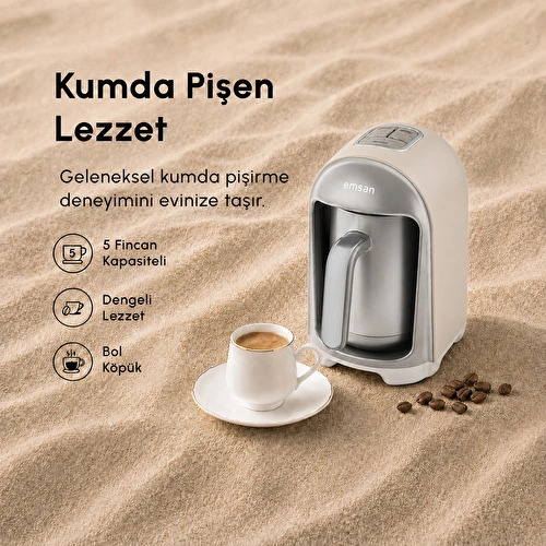 Emsan Kumda 5 Fincan Kapasiteli Türk Kahve Makinesi Starlight