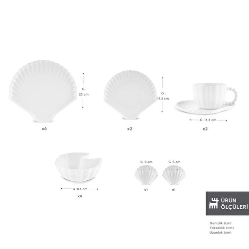 Karaca Stream Bone Ostra 34 Parça 6 Kişilik Kahvaltı Takımı