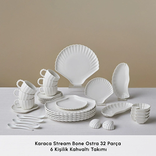 Karaca Stream Bone Ostra 34 Parça 6 Kişilik Kahvaltı Takımı