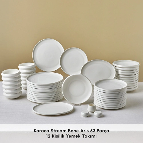 Karaca Stream Bone Aris White 53 Parça 12 Kişilik Yemek Takımı Karaca Stream Bone Aris White 53 Parça 12 Kişilik Yemek Takımı