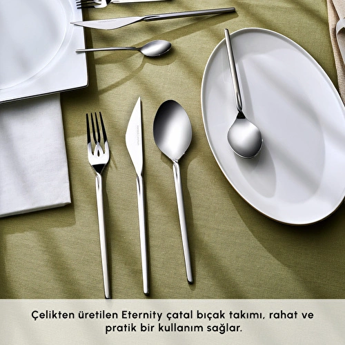Karaca Eternity 316+ 84 Parça 12 Kişilik Çatal Kaşık Bıçak Seti Kutulu Platin