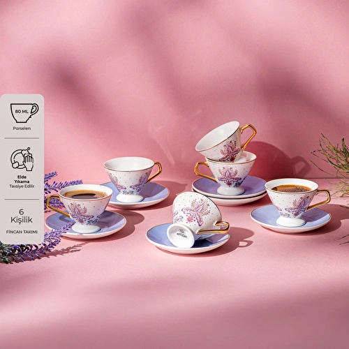 Emsan Arsel 6 Kişilik New Bone Kahve Fincan Takımı 80 ml