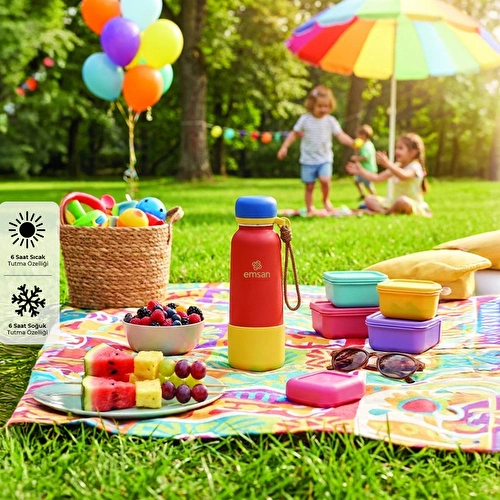 Emsan Thermos Bottle Çelik Sızdırmaz Termos 500 ml Kırmızı