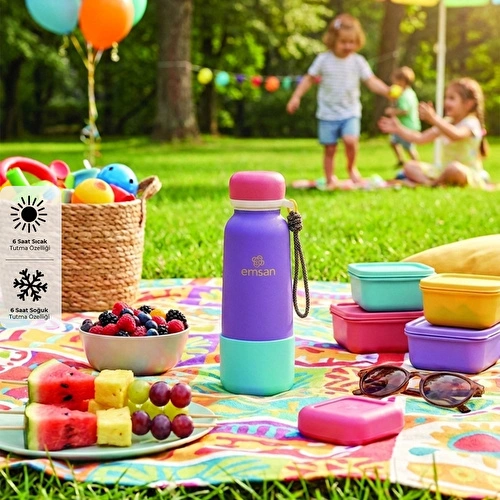 Emsan Thermos Bottle Çelik Sızdırmaz Termos 500 ml Mor