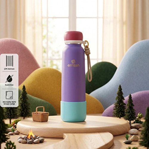 Emsan Thermos Bottle Çelik Sızdırmaz Termos 750 ml Mor