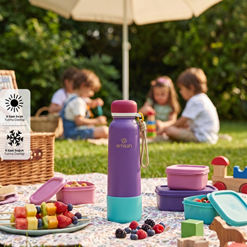 Emsan Thermos Bottle Çelik Sızdırmaz Termos 750 ml Mor