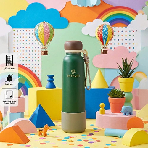 Emsan Thermos Bottle Çelik Sızdırmaz Termos 750 ml Yeşil