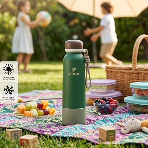 Emsan Thermos Bottle Çelik Sızdırmaz Termos 750 ml Yeşil