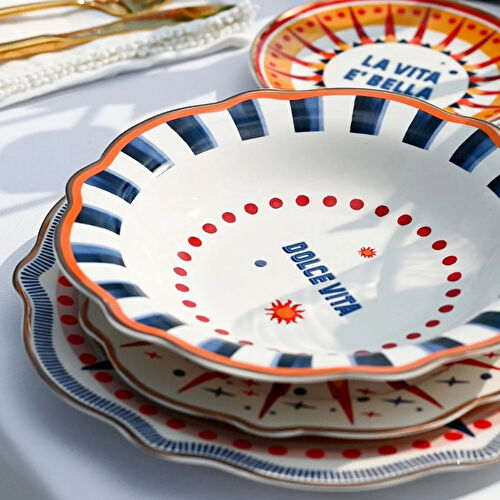 Baci Milano Dolce Vita 6'lı Çorba Tabağı 23 cm Porselen Baci Milano Dolce Vita 6'lı Çorba Tabağı 23 cm Porselen