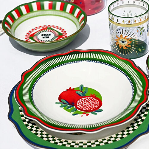 Baci Milano Dolce Vita 6'lı Nar Çorba Tabağı 23 cm Porselen Baci Milano Dolce Vita 6'lı Nar Çorba Tabağı 23 cm Porselen