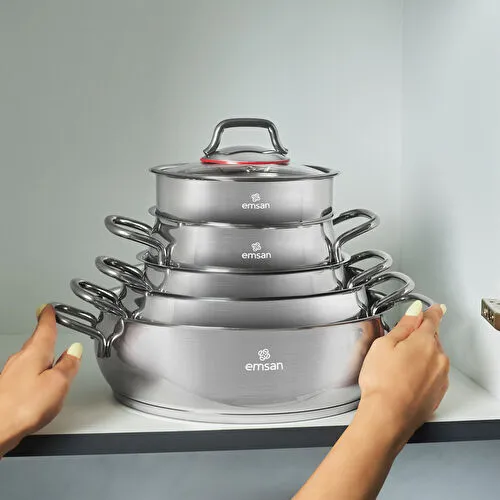 Emsan Emirgan XL 13 Parça Saklama Kaplı Çelik Tencere Seti