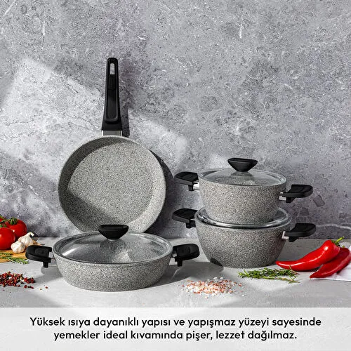 Emsan Fortis Granit 7 Parça Tencere Seti Gri Emsan Fortis Granit 7 Parça Tencere Seti Gri