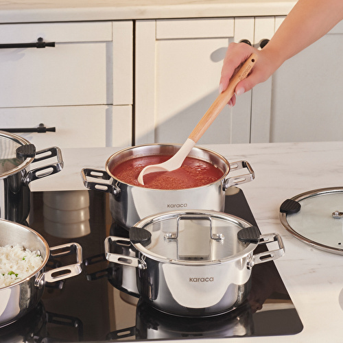 Karaca Powersteel 316+ Alberta İndüksiyon Tabanlı 8 Parça Çelik Tencere Seti