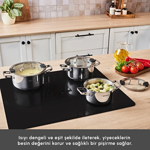 Karaca Powersteel 316+ Alberta İndüksiyon Tabanlı 6 Parça Çelik Tencere Seti