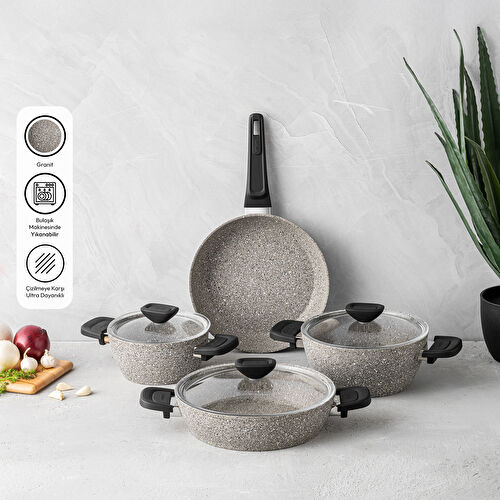 Emsan Stone 7 Parça Tencere Seti