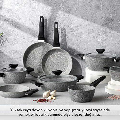 Emsan Fortis Granit 12 Parça Tencere Seti Gri Emsan Fortis Granit 12 Parça Tencere Seti Gri