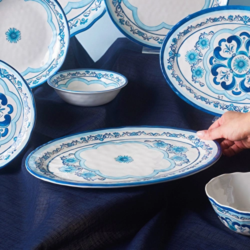 Karaca Blue Harmony Melamin Kayık Tabak 35 cm
