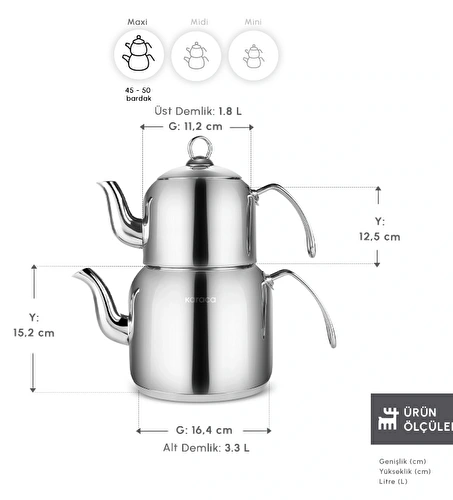Emsan Bade Devrilmez Çaydanlık Takımı Large