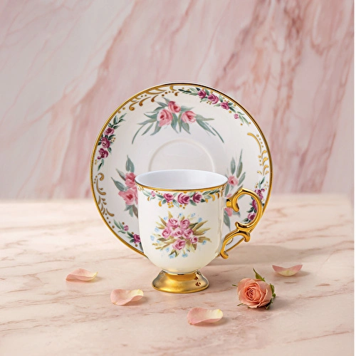 Emsan Rose 6 Kişilik Kahve Fincan Takımı 80 ml