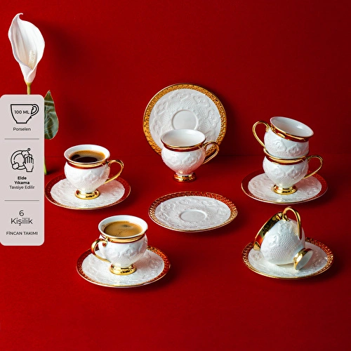 Emsan Dantel 6 Kişilik Kahve Fincan Takımı 100 ml