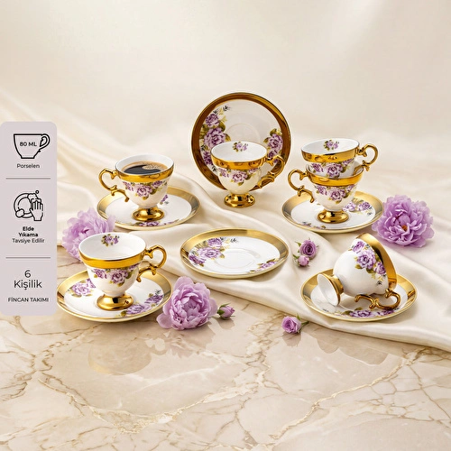 Emsan Rosarian 6 Kişilik Kahve Fincan Takımı 80 ml