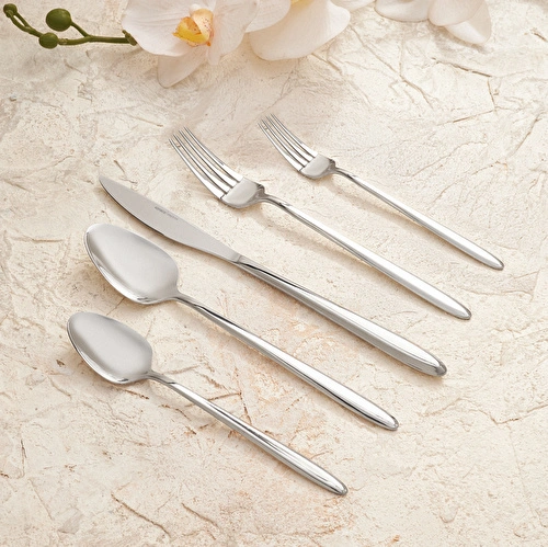 Karaca Flow 60 Parça 12 Kişilik Çatal Kaşık Bıçak Takımı Platin