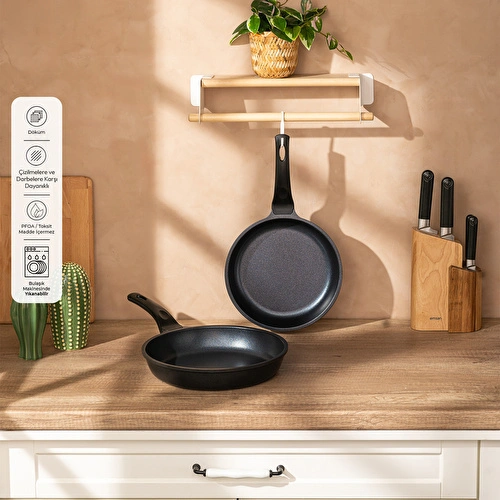 Emsan Stone Alüminyum Döküm 2’li Tava Seti Siyah