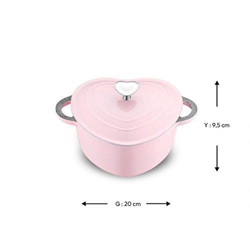 Emsan Kalp Döküm Tencere 20 cm Pembe Emsan Kalp Döküm Tencere 20 cm Pembe