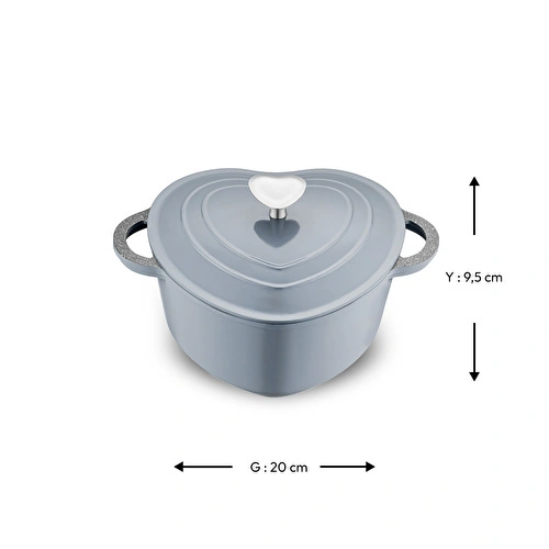 Emsan Kalp Döküm Tencere 20 cm Gri Emsan Kalp Döküm Tencere 20 cm Gri